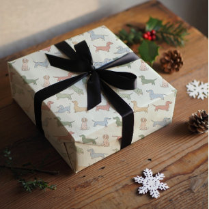 Frohe Weihnachten Dachshund-Welpen Geschenkpapier Set