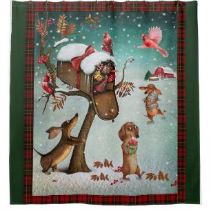 Frohe Weihnachten Dackel Hunde Liebhaber Geschenk Duschvorhang