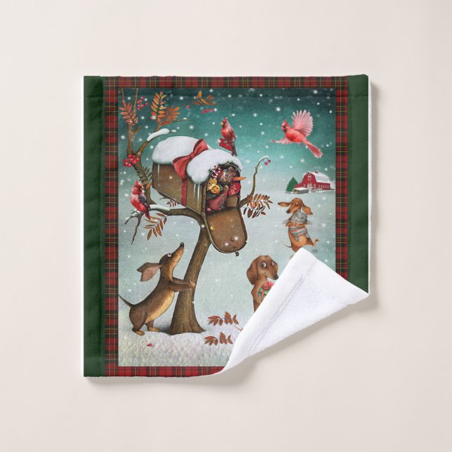 Frohe Weihnachten Dackel Hunde Liebhaber Geschenk Waschlappen (Waschlappen)