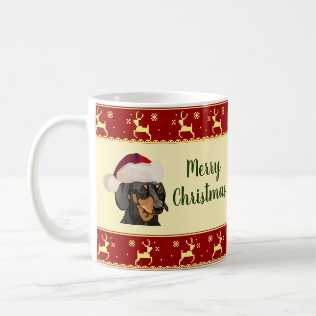 Frohe Weihnachten Dackel-Sankt Kaffeetasse (Links)