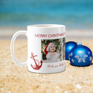 Frohe Weihnachten Daddy Nautical 4 Foto Collage Kaffeetasse