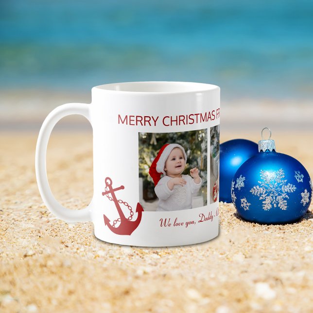Frohe Weihnachten Daddy Nautical 4 Foto Collage Kaffeetasse (Von Creator hochgeladen)