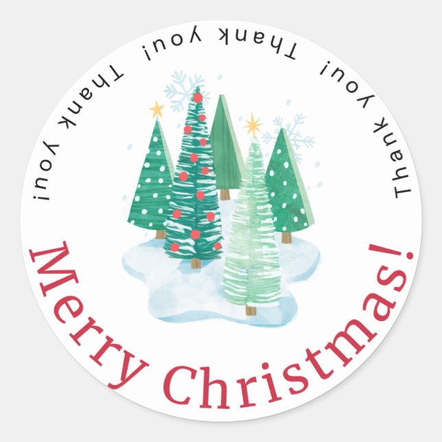 Frohe Weihnachten Danke Aufkleber (Vorderseite)
