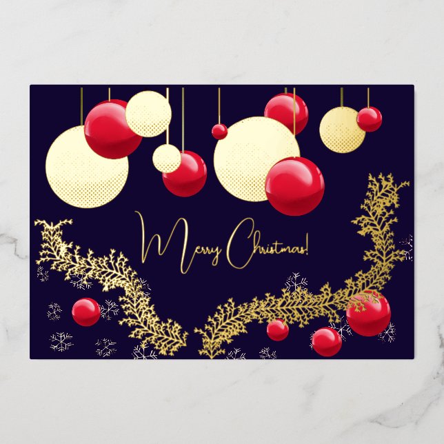 Frohe Weihnachten, Dekorationen, Garland, Schneefl Folieneinladung (Vorderseite)
