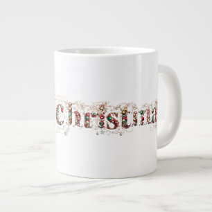 Frohe Weihnachten Dekorativer Gold- und Lichtertex Jumbo-Tasse