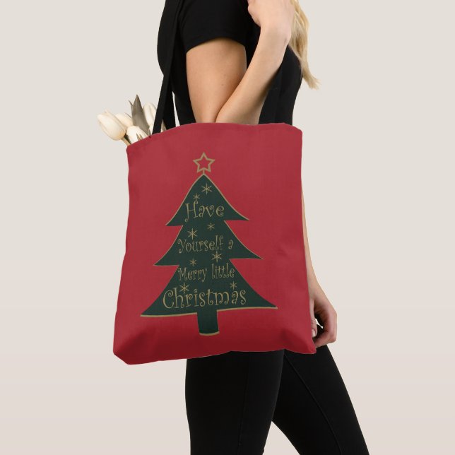Frohe Weihnachten dekoriert Kiefer Baum Tasche (Von Nahem)