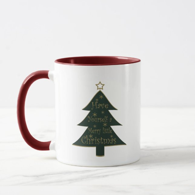Frohe Weihnachten dekoriert Kiefer Baum Tasse (Links)