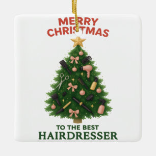 Frohe Weihnachten dem besten Friseur Xmas Keramikornament