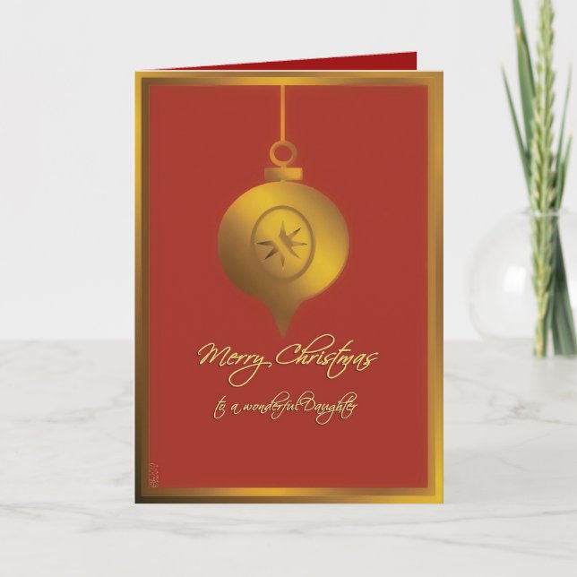 frohe Weihnachten der Tochter, Glasverzierung, rot (Vorderseite)
