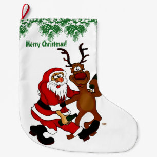 Frohe Weihnachten! Der Weihnachtsmann mit Elch Großer Weihnachtsstrumpf