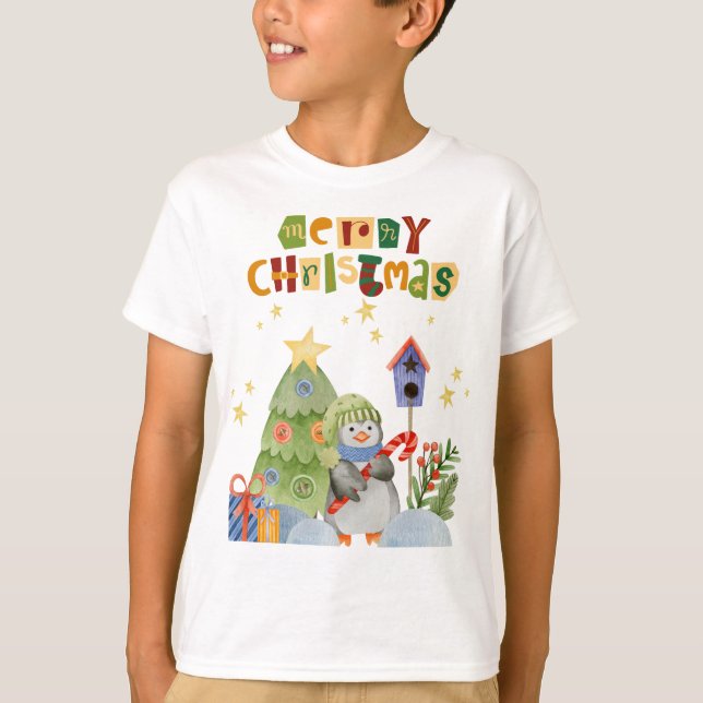 Frohe Weihnachten | Der Weihnachtsmann sagt frohe  T-Shirt (Vorderseite)