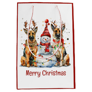 Frohe Weihnachten Deutsche Schäferhunde Mittlere Geschenktüte
