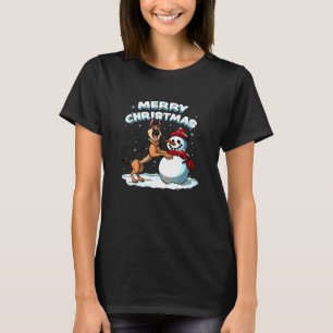 Frohe Weihnachten Deutscher Schäferhund Schneemann T-Shirt