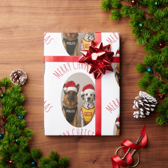 Frohe Weihnachten Deutscher Schäferhund und Dalmat Geschenkpapier (Feiertagsgeschenk)