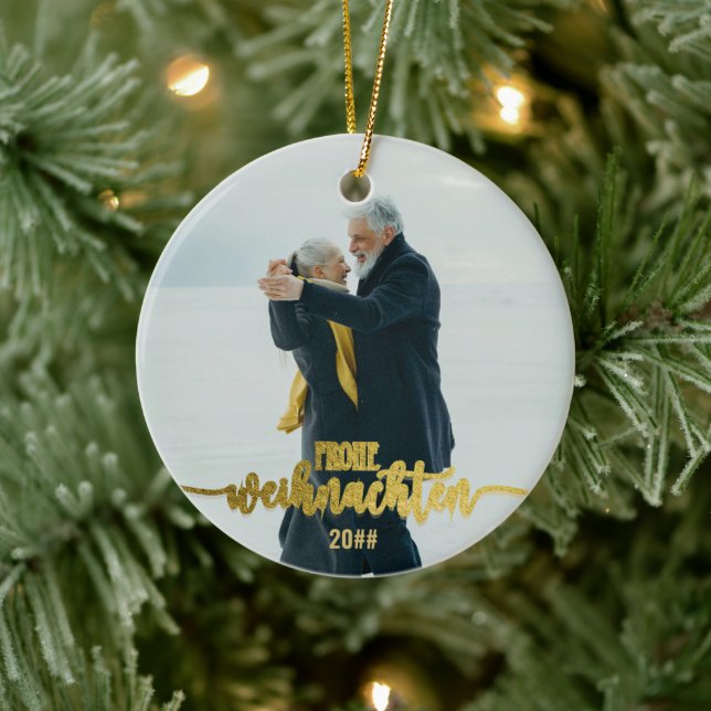 Frohe Weihnachten Deutscher Weihnachten 2 Foto Col Keramik Ornament (Baum)