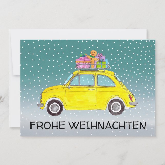 Frohe Weihnachten Deutscher Weihnachtsfiat 500 (Vorderseite)