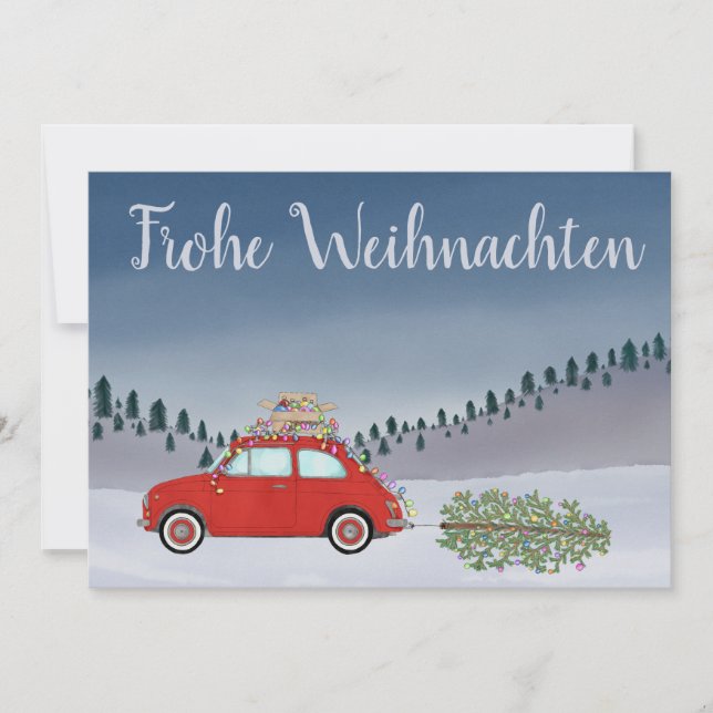Frohe Weihnachten Deutscher Weihnachtsroter Fiat 5 (Vorderseite)