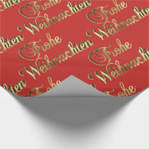 Frohe Weihnachten deutsches Weihnachtsrot und Geschenkpapier
