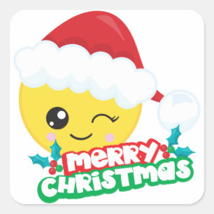 Frohe Weihnachten, die Emoji Aufkleber blinzeln