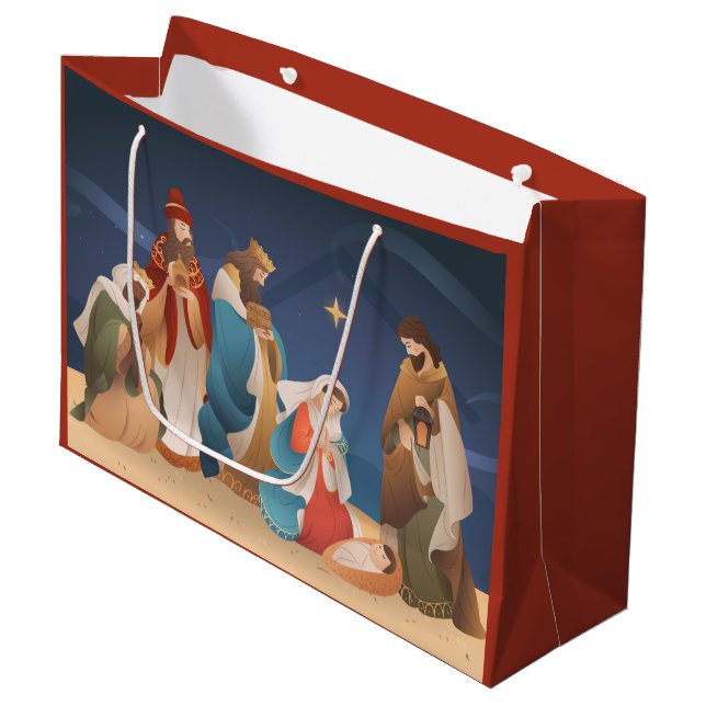 Frohe Weihnachten Die Geburt Christi großes Gesche Große Geschenktüte (Vorderseite Schrägansicht)