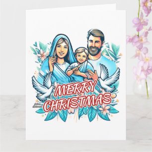 Frohe Weihnachten - Die heilige Familie - Geburt Karte