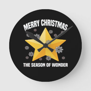 FROHE WEIHNACHTEN - DIE SAISON DES WUNDERS Stern Runde Wanduhr
