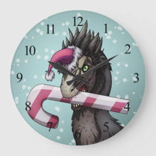 Frohe Weihnachten Dinosaur Große Wanduhr