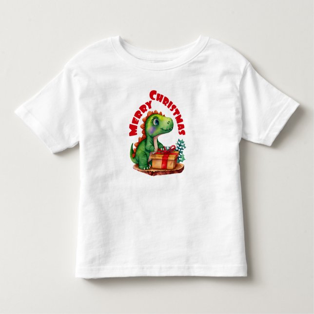 Frohe Weihnachten Dinosaur Kinder Kleinkind T-shirt (Vorderseite)