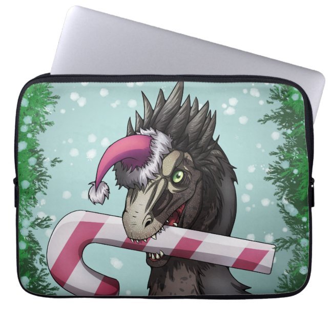 Frohe Weihnachten Dinosaur Laptopschutzhülle (Vorderseite)