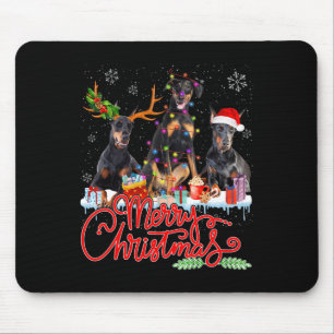 Frohe Weihnachten Doberman Pinscher Dogs Santa Rei Mousepad