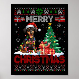 Frohe Weihnachten Doberman Pinscher Lover Ugly Xma Poster