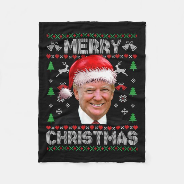 Frohe Weihnachten Donald Trump Weihnachtsfamilie X Fleecedecke (Vorderseite)