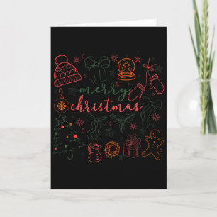 Frohe Weihnachten Doodle Weihnachtsbaum Lebkuchenm Karte