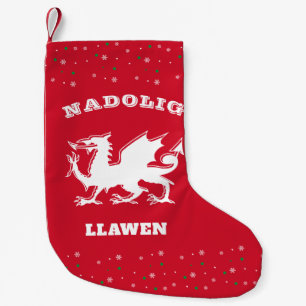 Frohe Weihnachten Drache Walisisch Thema Kleiner Weihnachtsstrumpf