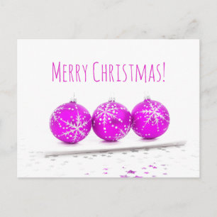 Frohe Weihnachten Drei Baubles Star Hot Pink White