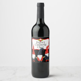 Frohe Weihnachten Drei Elfen Custom Wine Label Weinetikett