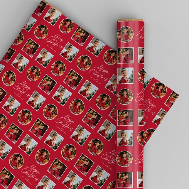 Frohe Weihnachten drei Foto Roter Urlaub Geschenkpapier (Von Creator hochgeladen)