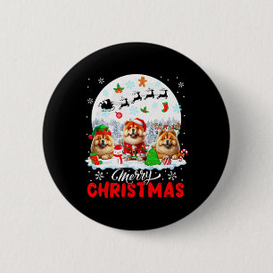 Frohe Weihnachten Drei Santa Elf Reindeer Chow Cho Button