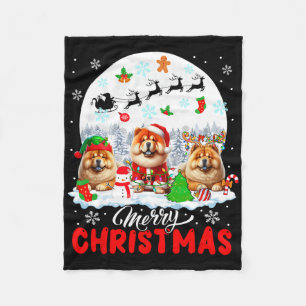 Frohe Weihnachten Drei Santa Elf Reindeer Chow Cho Fleecedecke