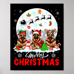 Frohe Weihnachten Drei Santa Elf Reindeer German S Poster