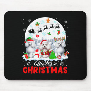 Frohe Weihnachten Drei Santa Elf Reindeer Poodles Mousepad
