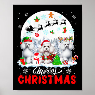 Frohe Weihnachten Drei Santa Elf Reindeer Poodles  Poster