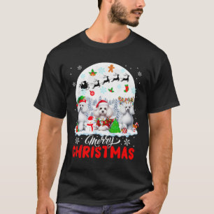 Frohe Weihnachten Drei Santa Elf Reindeer Poodles T-Shirt