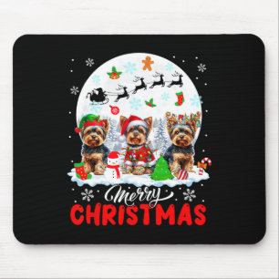 Frohe Weihnachten Drei Santa Elf Reindeer Yorkshir Mousepad