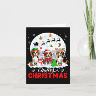 Frohe Weihnachten Drei Santa Elf Rentier Beagles O Karte