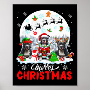 Frohe Weihnachten Drei Santa Elf Rentier Pit Bulls Poster