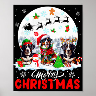 Frohe Weihnachten Drei Santa Reindeer Entlebucher Poster