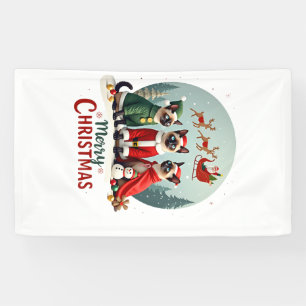 Frohe Weihnachten Drei Weihnachtsmann Elf Rentier  Banner