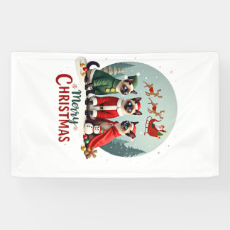Frohe Weihnachten Drei Weihnachtsmann Elf Rentier  Banner
