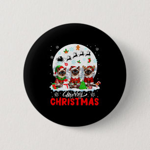 Frohe Weihnachten Drei Weihnachtsmann Elf Rentier Button